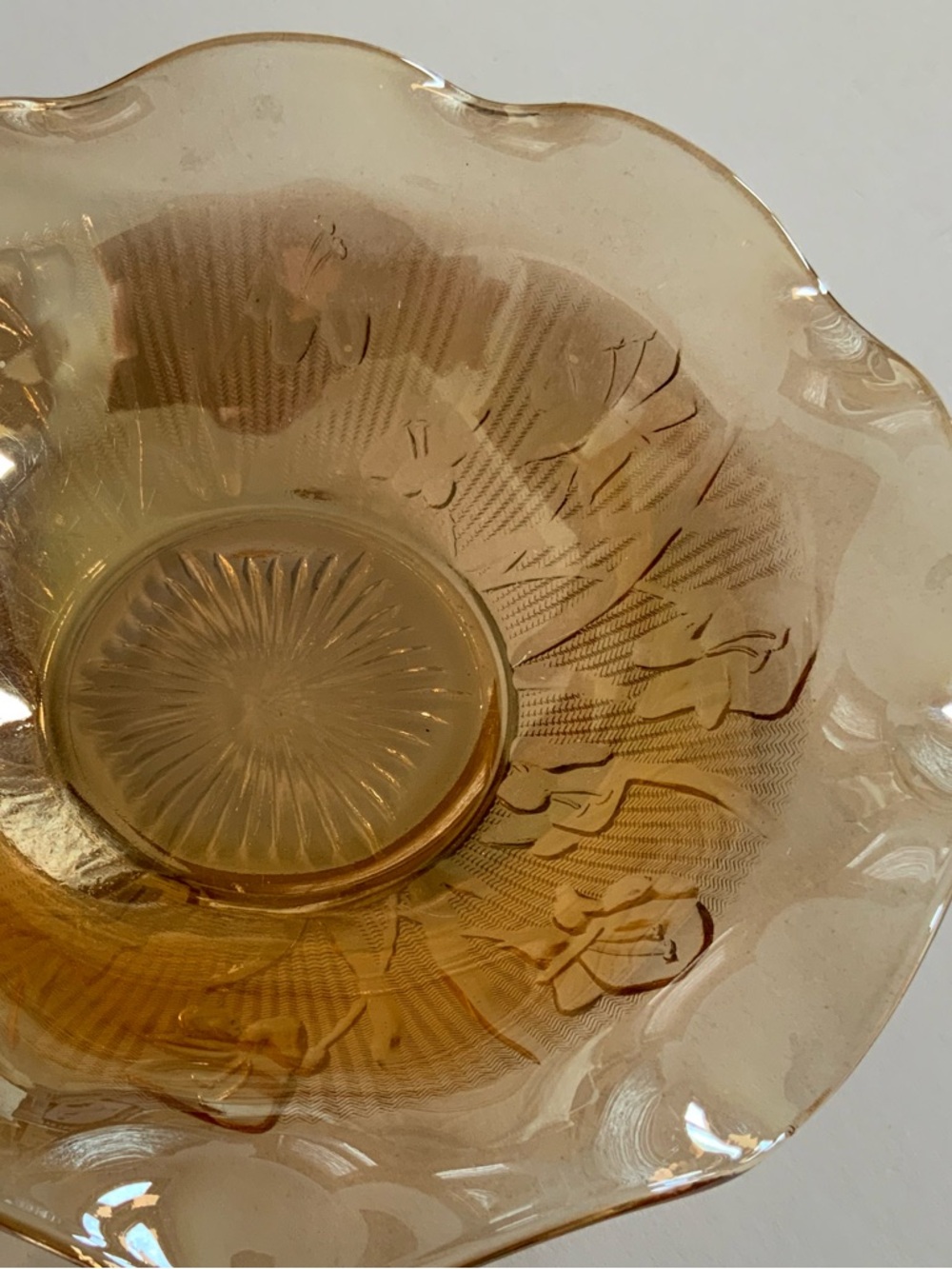 Carnival glass floral Dish